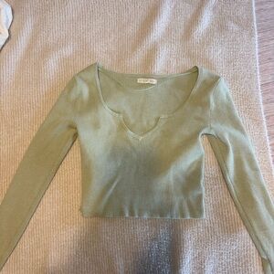 Women's Ribbed Long Sleeve Top - Light Green